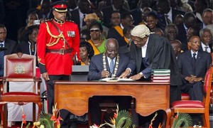 Kenya's former President Mwai Kibaki promulgating the new Kenyan constitution (image courtesy)