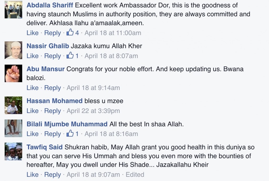 Messages of appreciation for Sheikh Dor 