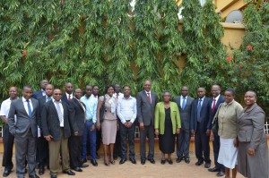 Governor John Mruttu, Deputy Governor Mary Kibuka and the newly sworn in County Land Management Board Members.
