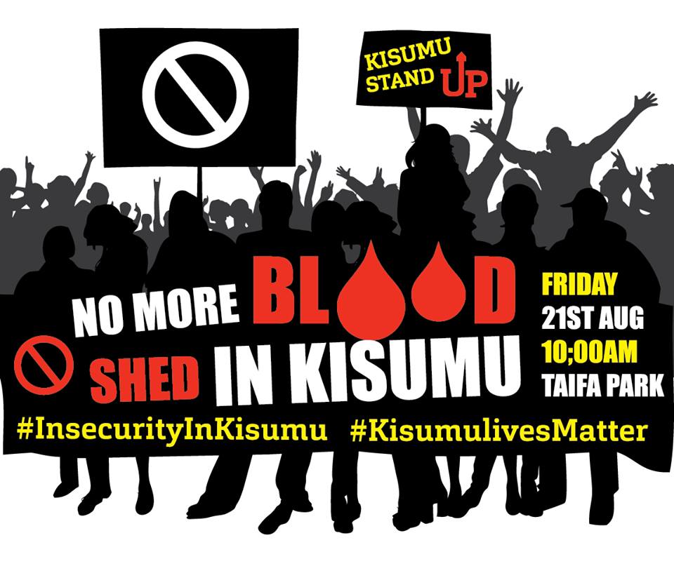 A Peaceful demonstration being organised by Kisumu residents to speak out on growing insecurity