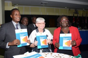 Education Cabinet Secretary Prof. Jacob Kaimenyi leads stakeholders in launching the 2014 basic education statistical booklet.